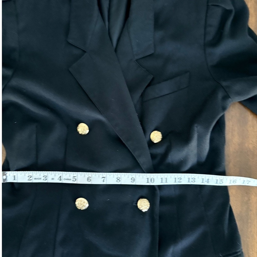 Kasper for ASL Vintage Black Double Breasted Blazer Dress Gold Buttons Size 8 - Picture 12 of 15